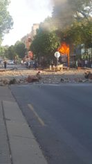 Burnett Street in Hatfield close to the University of Pretoria was barricaded with stones by rioting black students. Photo supplied.