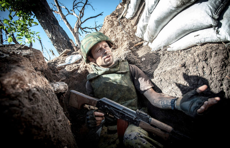 There are foreigners fighting on both sides, here a volunteer from Hungary in a first line position near Avdeyevka, DPR, august 2017. Photo: Sergey Belous / Free West Media